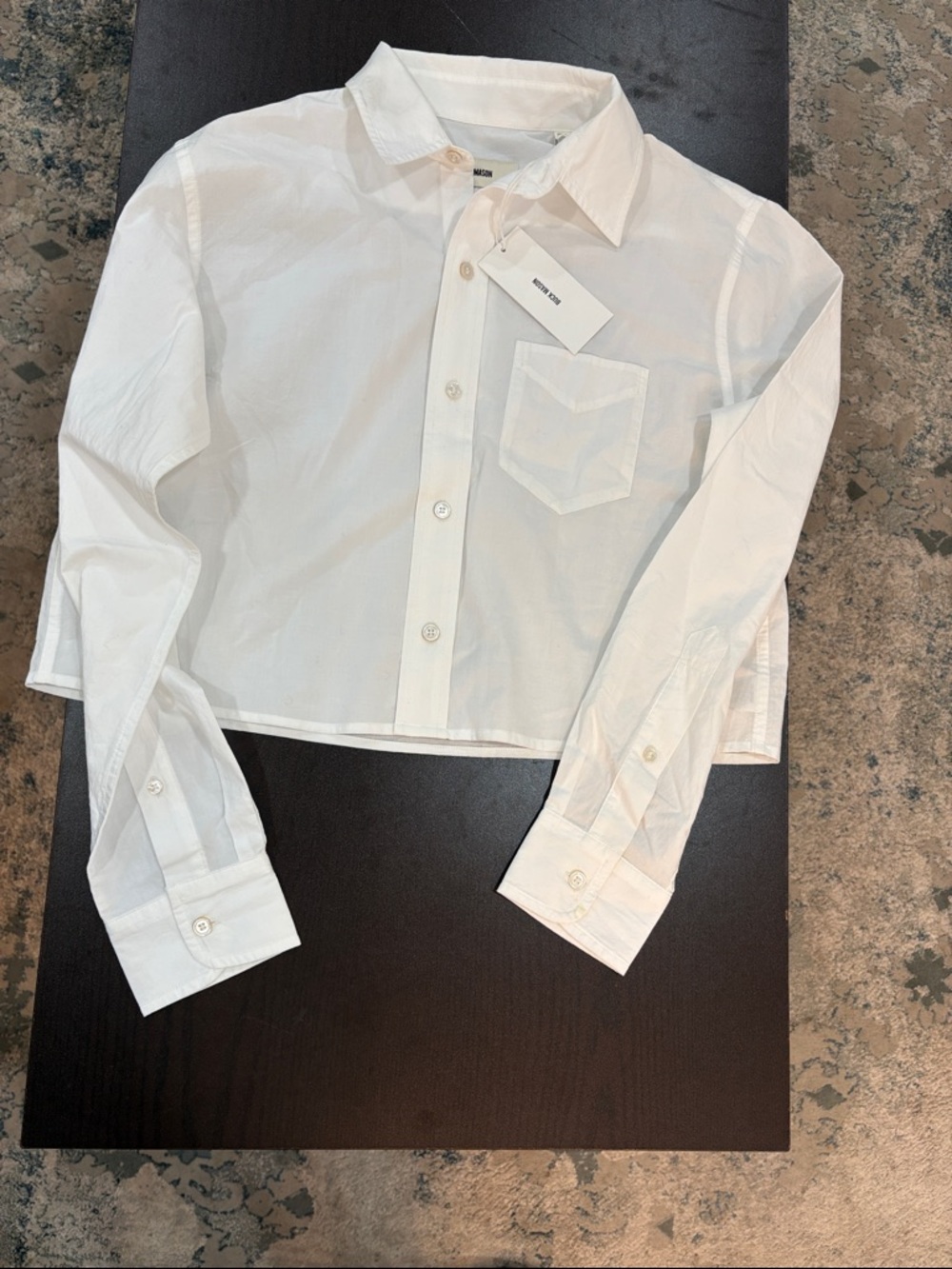 NWT Buck Mason White Mainstay Cotton Cut Off Long Sleeve Button Down XS $148